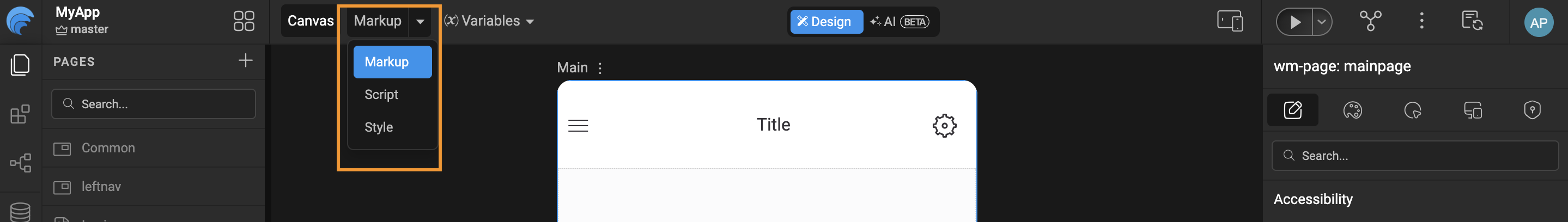 Page Dropdown
